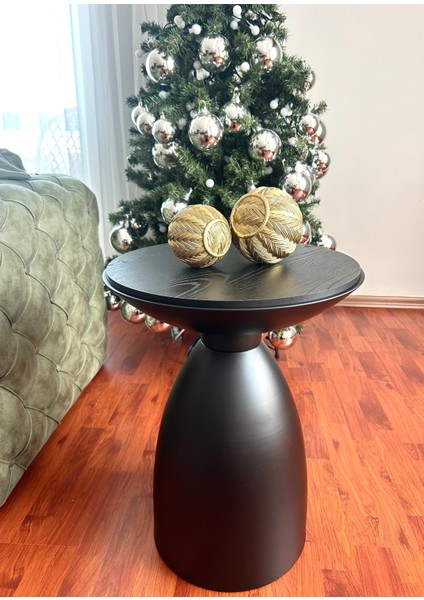 Bowl Modern Yan Sehpa Mantar Bohem Sunta Tabla Alüminyum Gövde 53 x 42 cm Minimalist Demonte