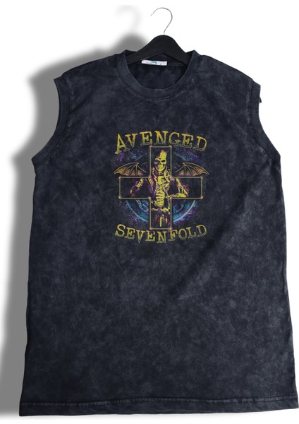 Skull Avenged Sevenfold Sırt Baskılı Yıkamalı Bisiklet Yaka Kolsuz Tişört fiyatları