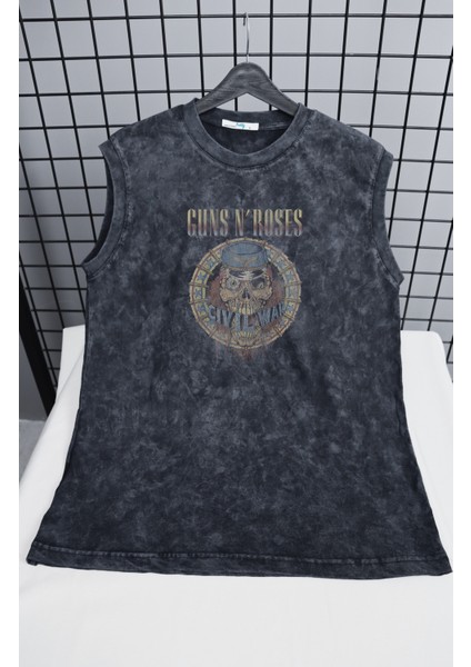 Guns N' Roses Civil War Sırt Baskılı Yıkamalı Kolsuz Tişört, Unisex Rock Band Sıfır Kol Retro Atlet fiyatları