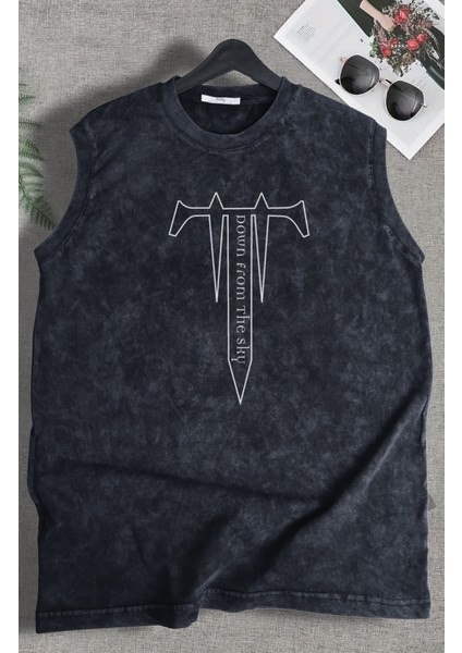 Trivium Sırt Baskılı Yıkamalı Kolsuz Tişört, Unisex Rock Band Temalı Sıfır Kollu Vintage Atlet fiyatları