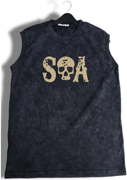 Sons Of Anarchy Sırt Baskılı Yıkamalı Kolsuz Tişört, Unisex Soa Yazılı Sıfır Kollu Vintage Atlet fiyatları