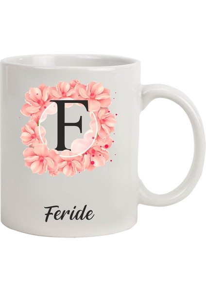 Kişiye Özel Pembe Çiçek Tasarımlı Seramik Kupa Bardak fiyatları