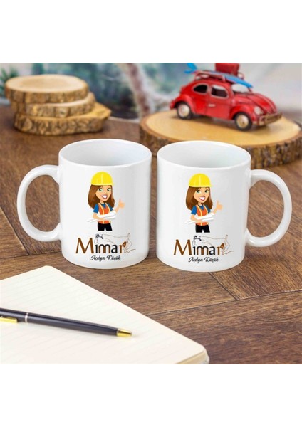 Kişiye Özel Kadın Mimar Temalı Kupa Bardak modelleri