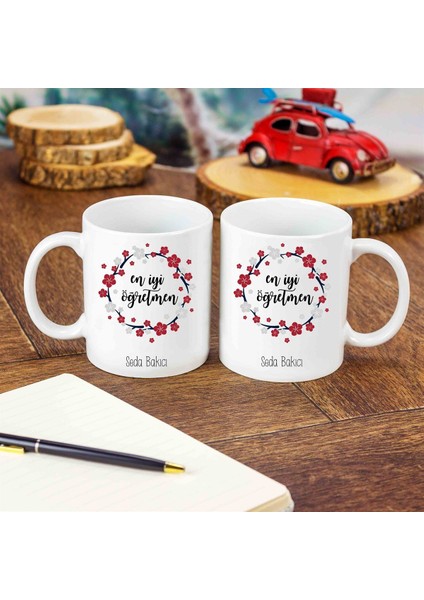 Kişiye Özel Kupa Bardak - En Iyi Öğretmen Çiçekli modelleri