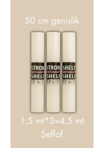 50 cm 1,5 Metre * 3 Adet Şeffaf Renk Kaymaz Dolap Raf Çekmece Örtüsü - Eva Malzeme - Şeffaf
