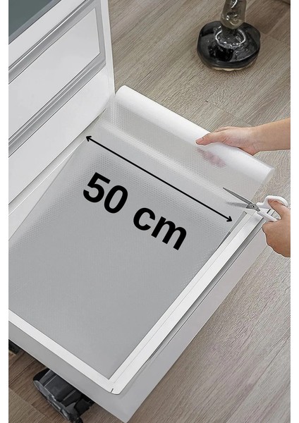 50 cm 2 Metre * 4 Adet Şeffaf Renk Kaymaz Dolap Raf Çekmece Örtüsü - Eva Malzeme - Şeffaf