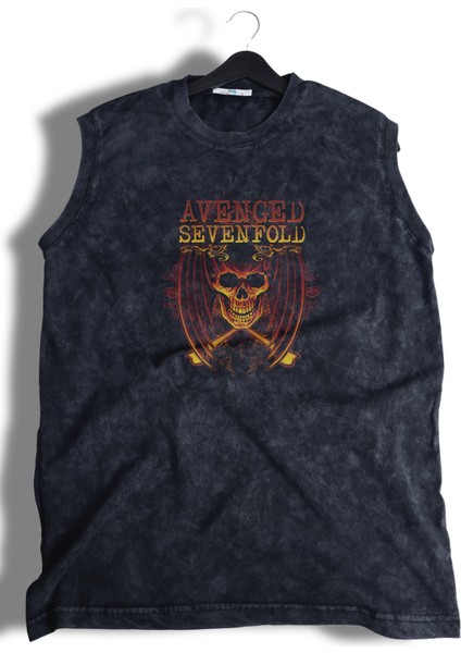 Rock Band Avenged Sevenfold Sırt Baskılı Yıkamalı Bisiklet Yaka Kolsuz Tişört fiyatları