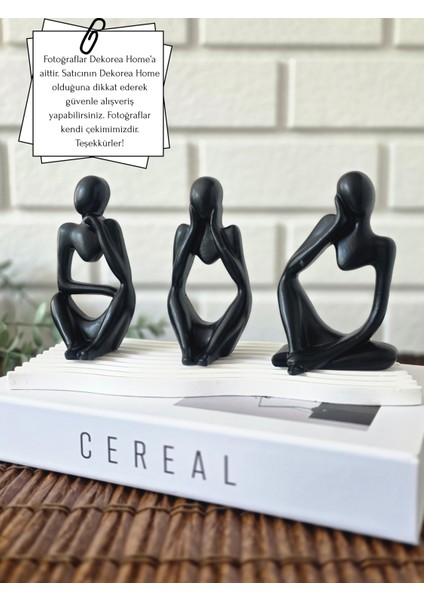 Düşünen Insan Figürleri – Modern Minimalist Düşünen Figürler Seti+Tepsi Dahil Black Serisi modelleri
