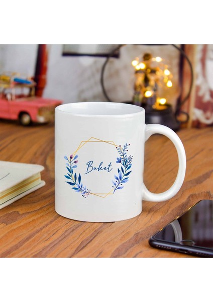 Kişiye Özel Seramik Kupa Bardak - Çiçek Tasarımlı