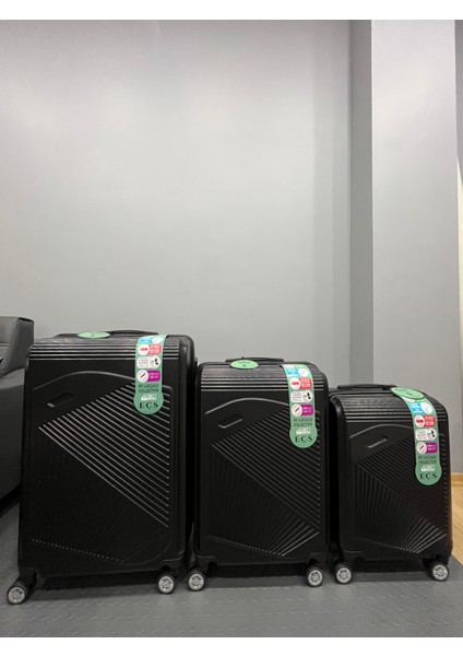 Luxury Siyah 3'lü Pp Valiz Seti