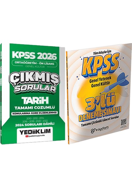 Kpss 2026 Ortaöğretim-Önlisans Tarih Konularına Göre Çıkmış Sorular + 3lü Deneme Hediye