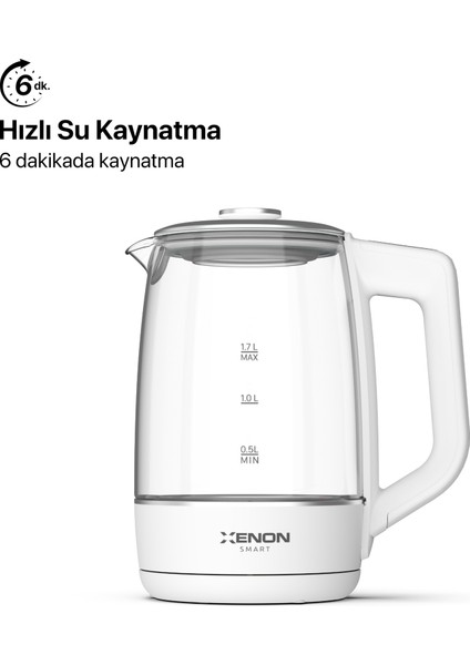 Akıllı Kettle Paslanmaz Çelik Çift Katmanlı Led Ekranlı Hızlı Kaynatma Akım Korumalı Su Isıtıcı 1.7 Lt X7103