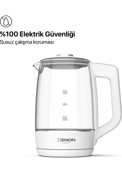 Akıllı Kettle Paslanmaz Çelik Çift Katmanlı Led Ekranlı Hızlı Kaynatma Akım Korumalı Su Isıtıcı 1.7 Lt X7103