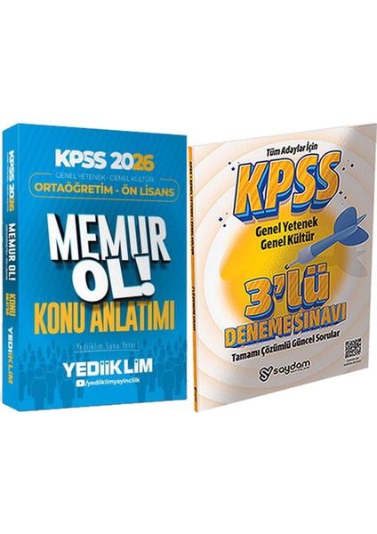 2026 Ortaöğretim-Önlisans Genel Kültür-Genel Yetenek Memur Konu Anlatım + 3lü Deneme Hediye