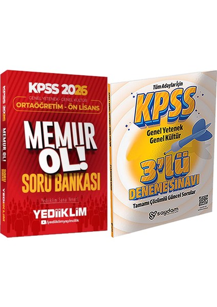 2026 Kpss Genel Yetenek Genel Kültür Ortaöğretim - Ön Lisans Memur Ol Soru + 3lü Deneme Hediye