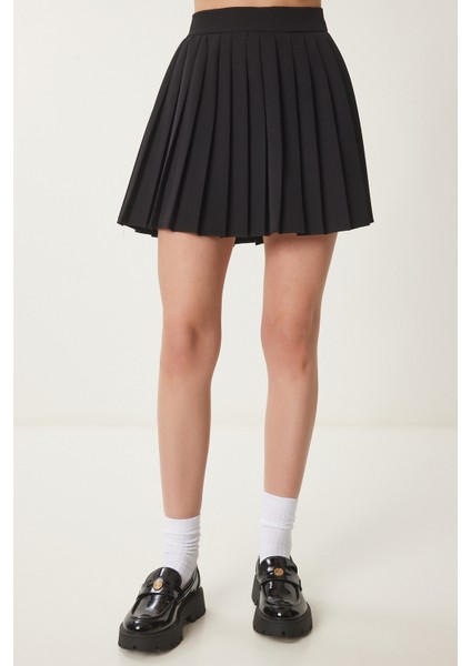 Pileli Mini Dokuma Etek Siyah LNS0022 modelleri