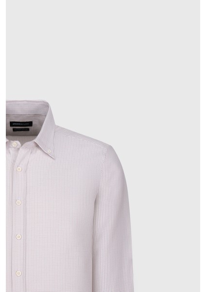 Pamuklu Slim Fit Dar Kesim Düğmeli Yaka Armürlü Gömlek fiyatları
