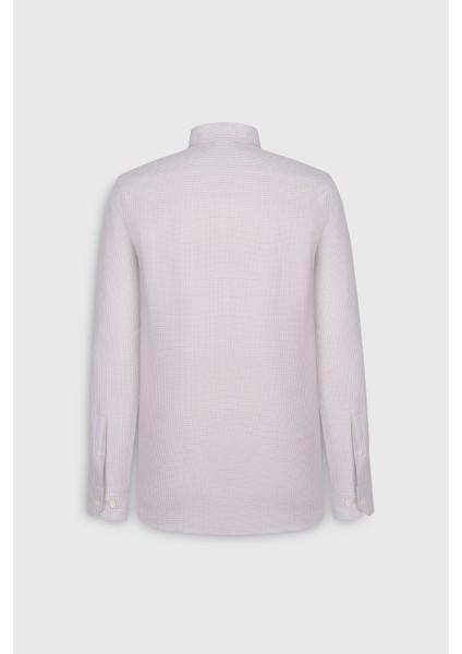 Pamuklu Slim Fit Dar Kesim Düğmeli Yaka Armürlü Gömlek fırsatları