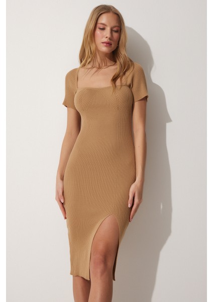 Kalp Yaka Triko Elbise Bisküvi LAS0001 fiyatları