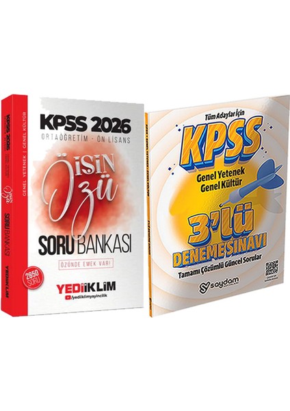 2026 Kpss Ortaöğretim-Önlisans Işin Özü Tek Kitap Soru BANKASI(2850 Soru) + 3lü Deneme Hediye