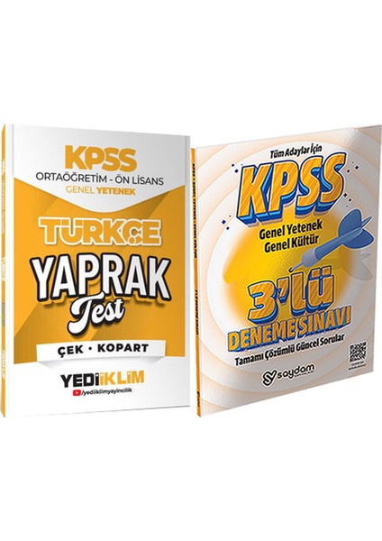 2026 Kpss Ortaöğretim Ön Lisans Türkçe Çek Kopart Yaprak Test + 3lü Deneme Hediye