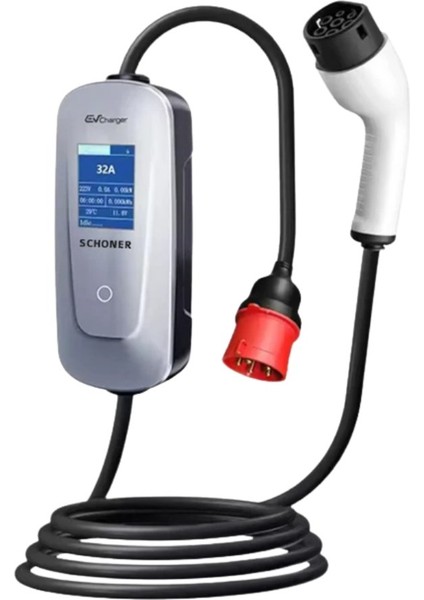 22KW Taşınabilir Elektrikli Araç Şarj Istasyonu 5 Metre Tip2 Kablolu Wi-Fi/bluetooth Mode C