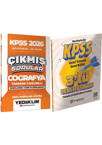 Kpss 2026 Ortaöğretim-Önlisans Coğrafya Konularına Göre Çıkmış Sorular + 3lü Deneme Hediye