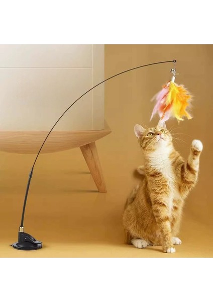 Vantuzlu Tüylü Zilli Kedi Oyun Oltası