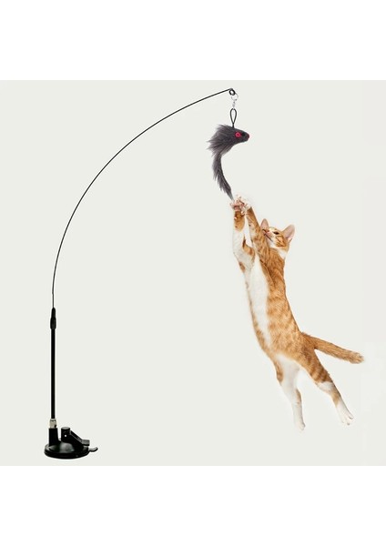 Vantuzlu Tüylü Zilli Kedi Oyun Oltası