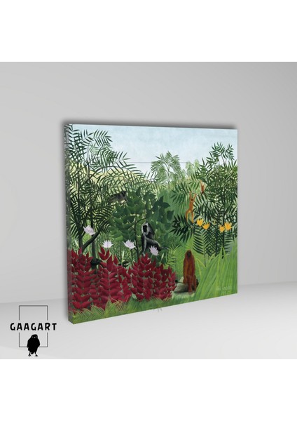 Kare Kanvas Tablo Ünlü Eserler Henri Rousseau-Tropical Forest With Monkeys (1910) fiyatları