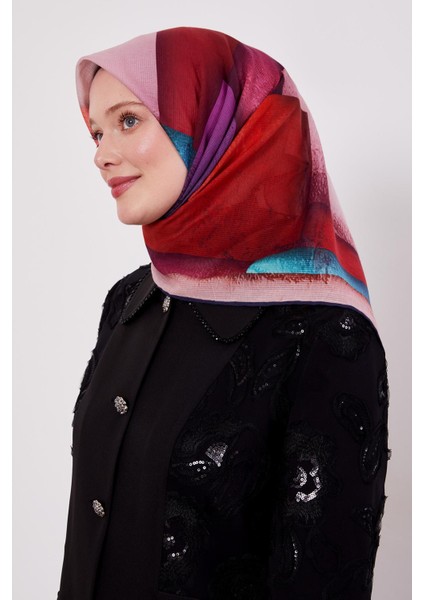 Kırmızı Çizgi Desen Pamuk Eşarp