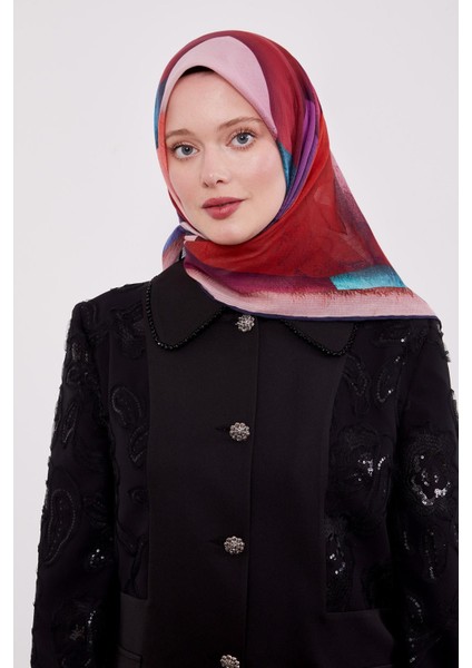 Kırmızı Çizgi Desen Pamuk Eşarp modelleri