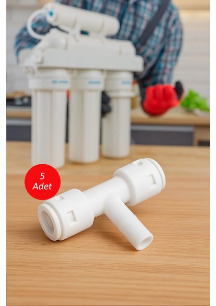 Su Arıtma Cihazı T Filtre Bağlantı Nipeli 1/4 Inç Quick 1/4 Inç (5 ADET)
