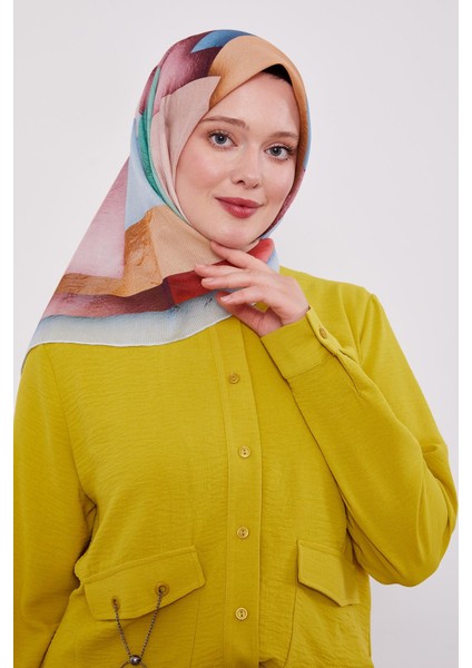 Mavi Çizgi Desen Pamuk Eşarp modelleri