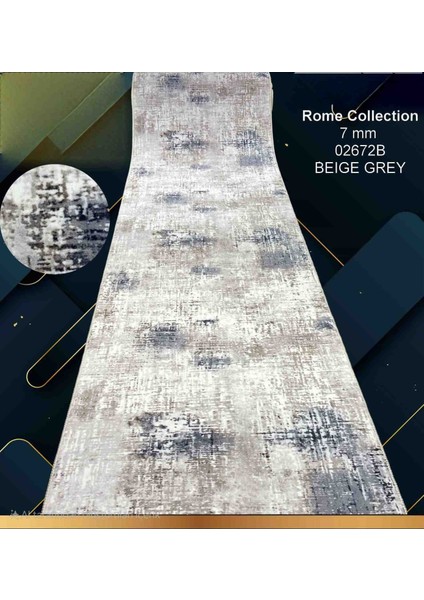 Konforsa Bej - Gri Renklerde Eskitme Desenli Modern Halı – Yumuşak Dokulu, Leke Tutmaz, Kaymaz Tabanlı