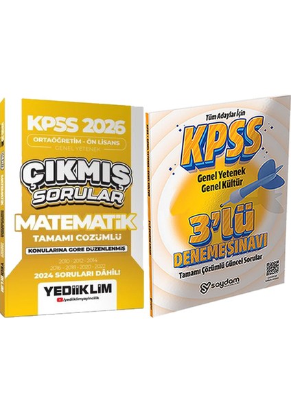 Kpss 2026 Ortaöğretim-Önlisans Matematik Konularına Göre Çıkmış Sorular + 3lü Deneme Hediye