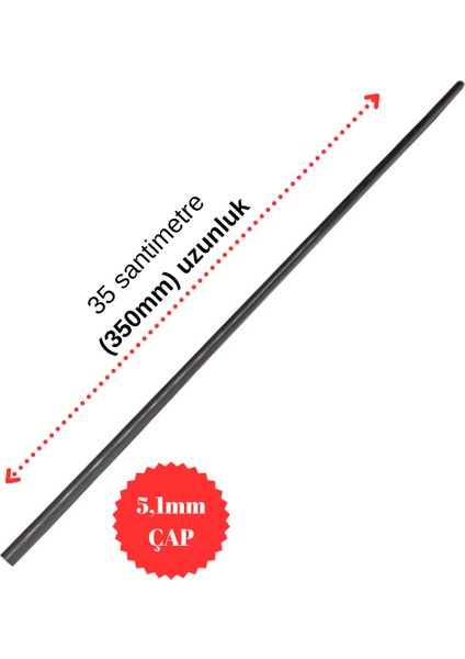 Zanon-Benza-Veta-Elia Zeytin Hasat Makinesi Karbon Fiber Çubuk 5mm - 100 Adet