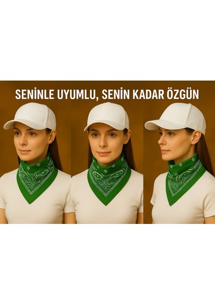 - Beyaz Kasket Spor Şapka + Renk Seçenekli % 100 Pamuk Paisley Desenli Fular Seti
