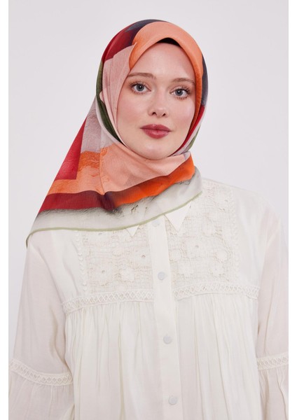 Yağ Yeşili Çizgi Desen Pamuk Eşarp fiyatları