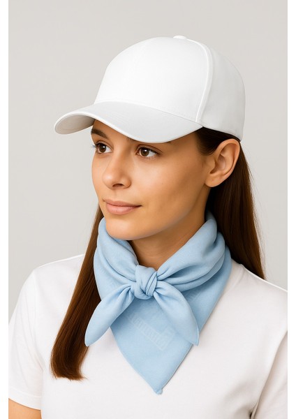 - Beyaz Kasket Spor Şapka + Renk Seçenekli % 100 Pamuk Paisley Desenli Fular Seti