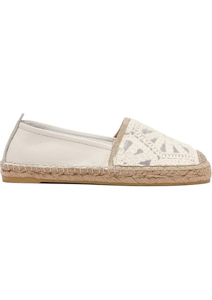 Kadın Krem Desenli Espadril 25SFD206914