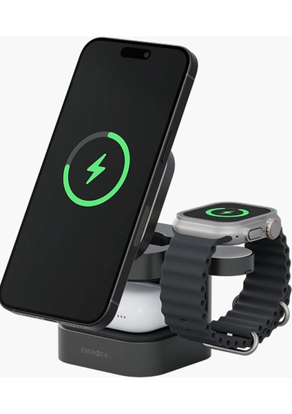 Magcube Wireless Kablosuz Şarj Standı Apple Iphone-Watch-Airpods Uyumlu 15W Hızlı Şarj Cihazı Telefon Premium