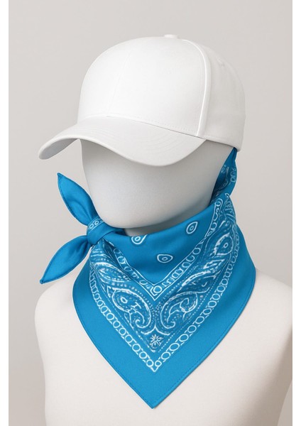 Akdem - Beyaz Kasket Spor Şapka + Renk Seçenekli % 100 Pamuk Paisley Desenli Fular Seti modelleri