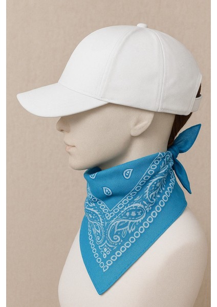 Akdem - Beyaz Kasket Spor Şapka + Renk Seçenekli % 100 Pamuk Paisley Desenli Fular Seti indirimleri