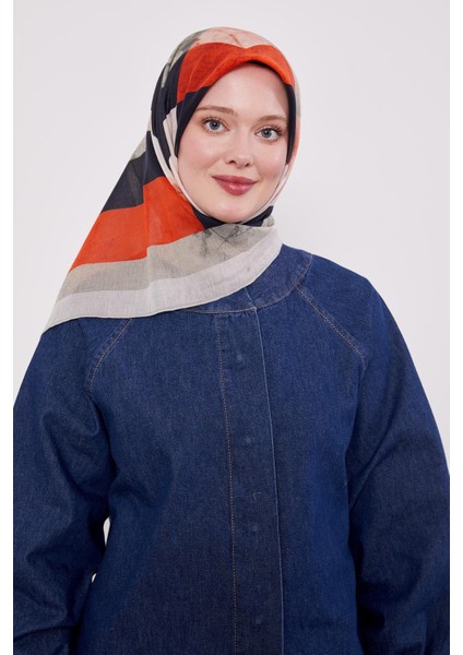 Yeşil Çizgi Desen Pamuk Eşarp modelleri