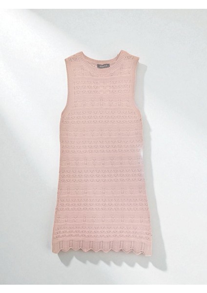 Rtd&vld Kadın VITA-194 Bisiklet Yaka Ajurlu Triko Elbise Pembe