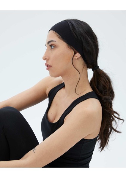 Siyah Organik Pamuk Basic Yoga, Pilates, Spor, Koşu, Tenis Saç Bandı modelleri