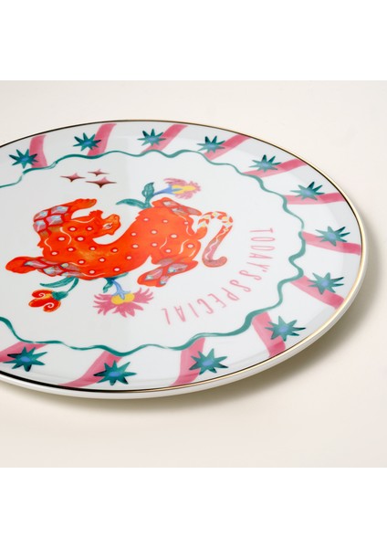 Lublın Porselen Pizza Tabağı 33X33X1.5 cm Turuncu - Yeşil fırsatları