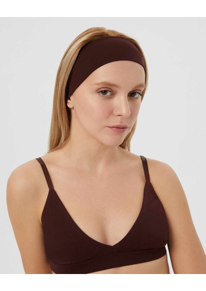 Bordo Kahverengi Organik Pamuk Basic Yoga, Pilates, Spor, Koşu, Tenis Saç Bandı