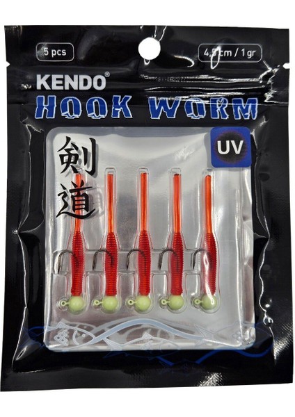 Hook Worm Jighead+Lrf Silikonu 1gr+4.5cm 5 Adet Head Green+Blue Glitter modelleri